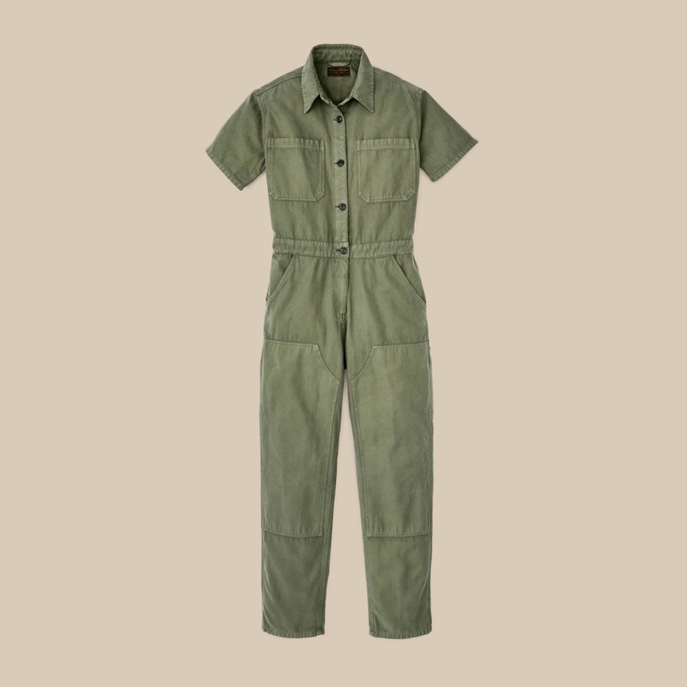 New Filson Army Green Short Sleeve Utility Coveralls Jumpsuit Womens XL